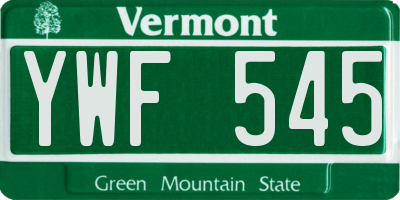 VT license plate YWF545