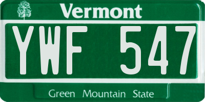 VT license plate YWF547