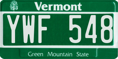 VT license plate YWF548