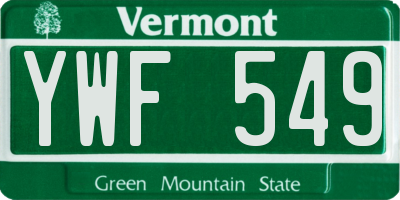 VT license plate YWF549