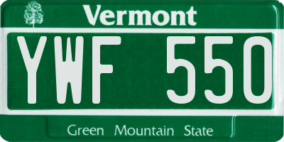 VT license plate YWF550