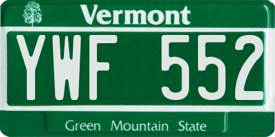 VT license plate YWF552