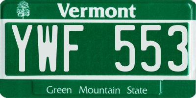 VT license plate YWF553