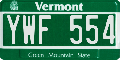 VT license plate YWF554