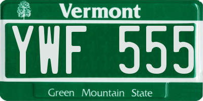 VT license plate YWF555