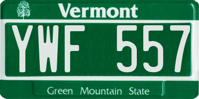 VT license plate YWF557