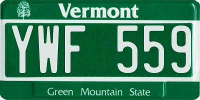 VT license plate YWF559