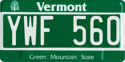 VT license plate YWF560