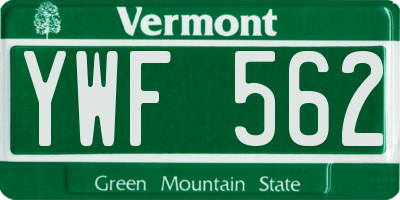 VT license plate YWF562