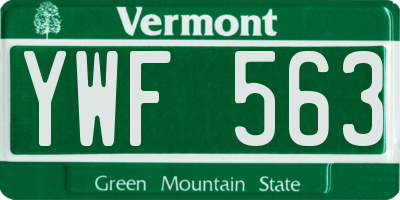 VT license plate YWF563