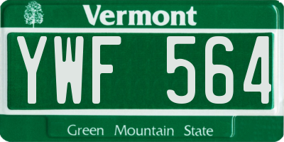 VT license plate YWF564