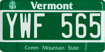 VT license plate YWF565