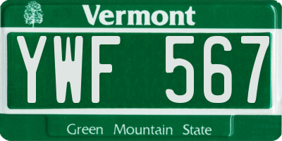 VT license plate YWF567