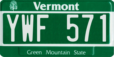 VT license plate YWF571