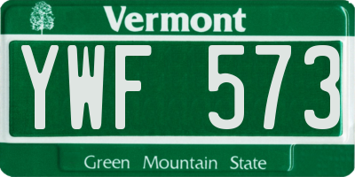 VT license plate YWF573