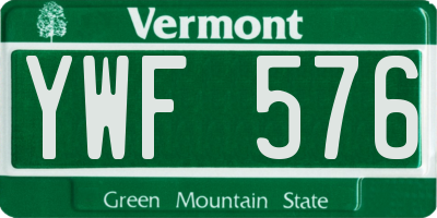 VT license plate YWF576