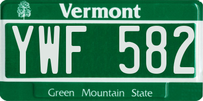 VT license plate YWF582