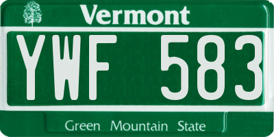 VT license plate YWF583