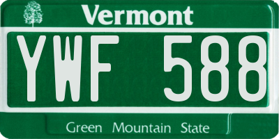 VT license plate YWF588