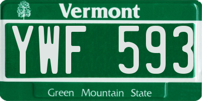 VT license plate YWF593