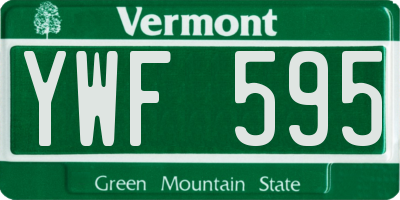 VT license plate YWF595