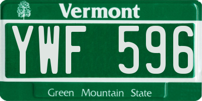 VT license plate YWF596