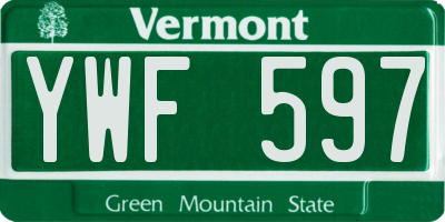 VT license plate YWF597