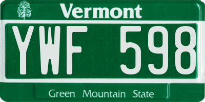 VT license plate YWF598