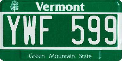 VT license plate YWF599