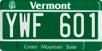 VT license plate YWF601