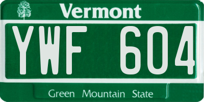 VT license plate YWF604