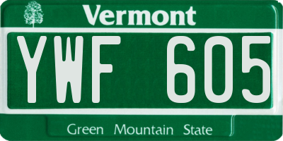 VT license plate YWF605