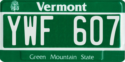 VT license plate YWF607