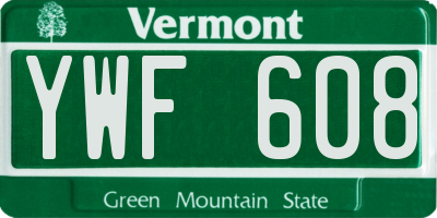 VT license plate YWF608