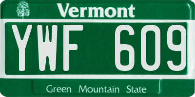 VT license plate YWF609