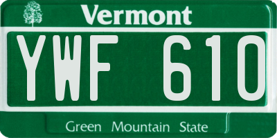 VT license plate YWF610