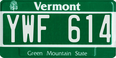 VT license plate YWF614