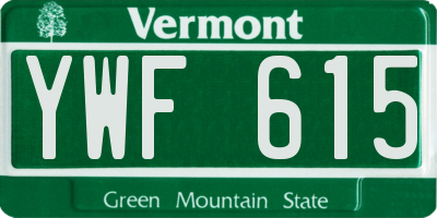 VT license plate YWF615