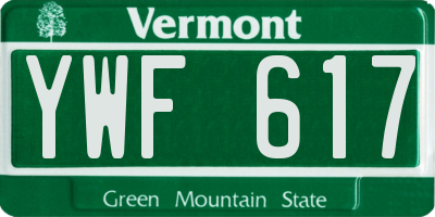 VT license plate YWF617