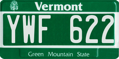 VT license plate YWF622