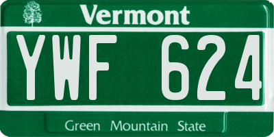 VT license plate YWF624