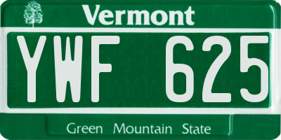 VT license plate YWF625