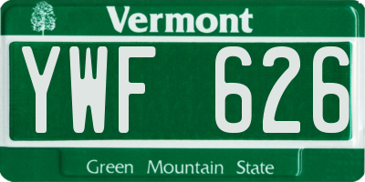 VT license plate YWF626