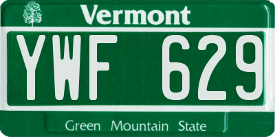 VT license plate YWF629