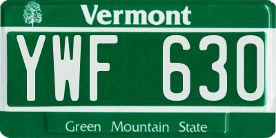 VT license plate YWF630