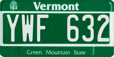 VT license plate YWF632