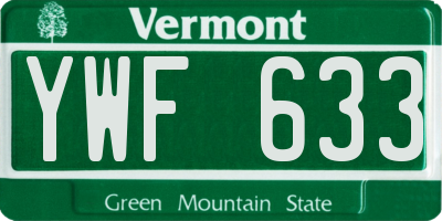 VT license plate YWF633