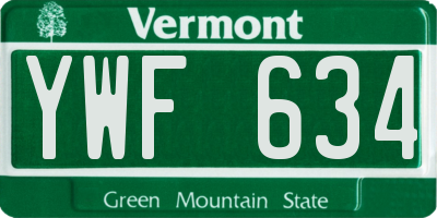 VT license plate YWF634