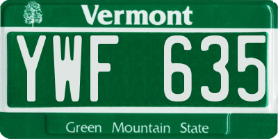 VT license plate YWF635