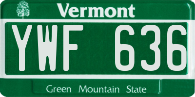 VT license plate YWF636